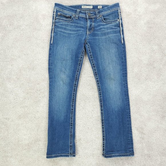 Buckle Denim - BKE Payton Jeans Womens Size 28S Blue Slim Flare Stretch Thick Stitch Denim